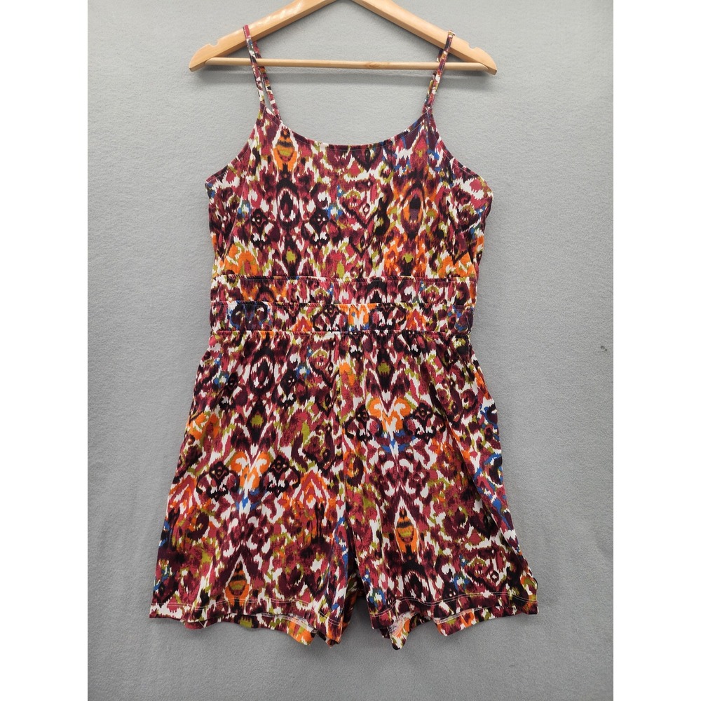 Esmara Women Multicolor Ikat Print Romper Sleeveless Summer Boho Jumpsuit Medium